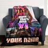 Name Custom GTA Game Print Flannel Blanket High Quality Warm Comfortable Cover for All Seasons Perfect for Gifts Home Decor