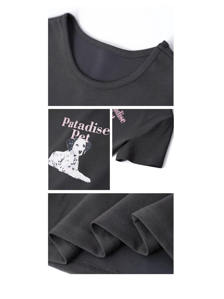 Spring 2025 Cute Cartoon Print Short-Sleeved Girlish T-Shirt