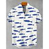 Fashion Men's Casual Sea Life Graphics Short Sleeve Shirt Button Down Lapel Shirts Oversized Tops Casual Hawaiian Shirt for Man