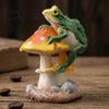 Durable Resin Ornaments for Miniature Gardens Frog on Mushrooms Figurine, DIY Micro Landscape Bonsai Ornament, Small Decorative Accents Potted Plants
