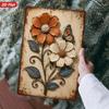 1pc 2D Flat Metal Wall Art Sign, Rustic Floral Butterfly Metal Plaque, Durable Windproof Decor with Rounded Corners
