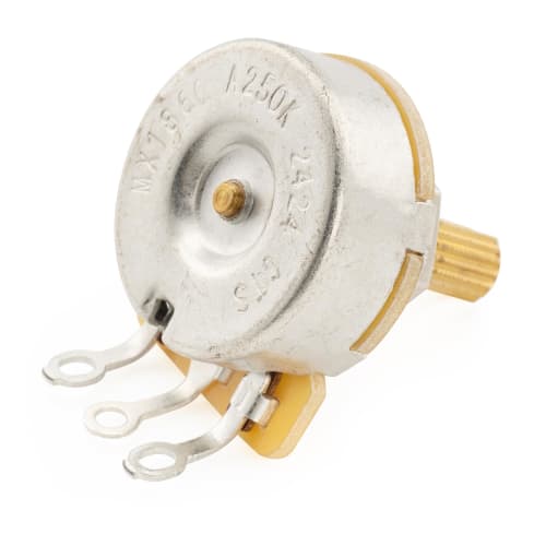 CTS 450G Potentiometer, 250K, A-Curve, Metric, Brass, Short Split Shaft, 1/4" 10% for Electric Guitar/Bass