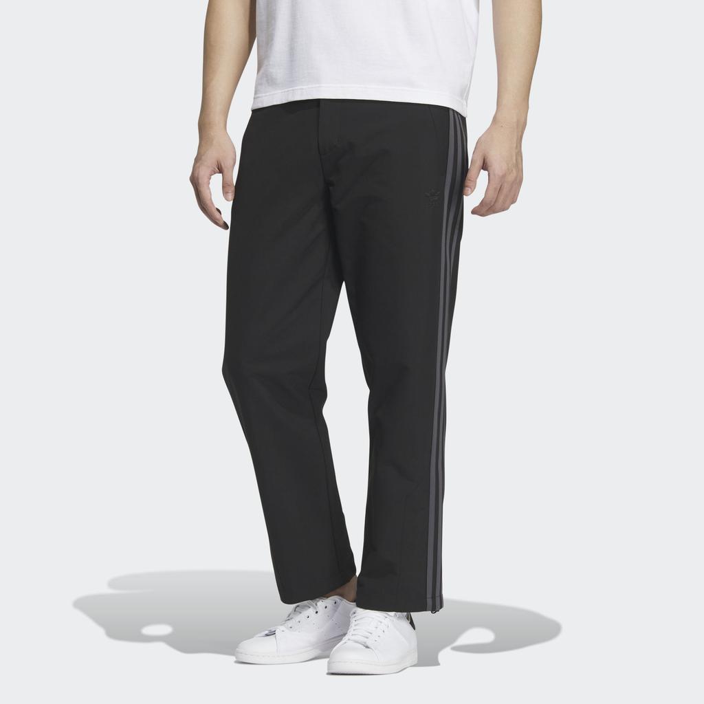 Adidas Originals Trefoil Logo Embroidered Striped Wide Leg Track Pants Men Bottoms Black IK3703