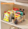 Clear Acrylic Kitchen Organizer Bin with Detachable Dividers Ribbed Pantry Storage Basket for Spices Snacks Cabinet