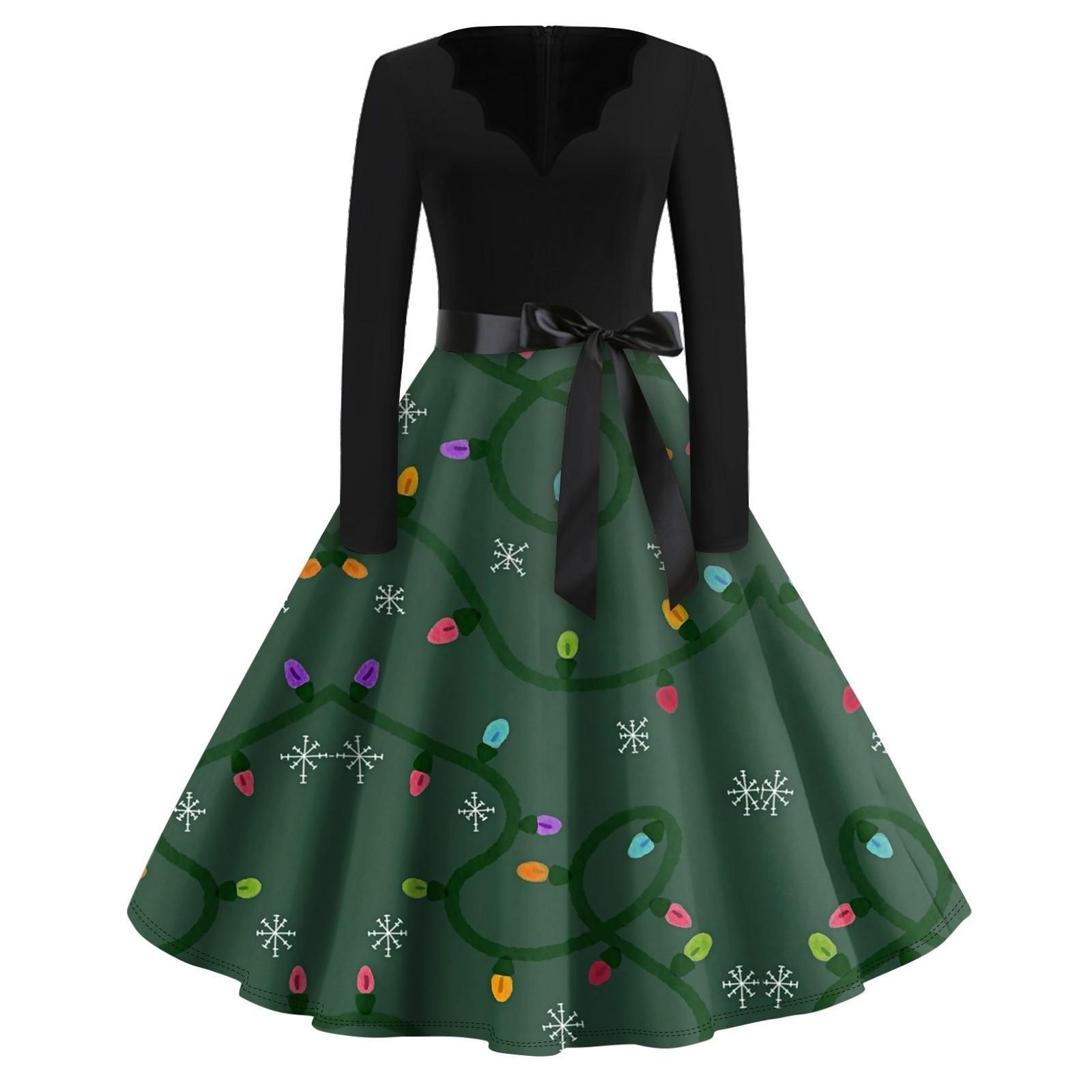 Женское повседневное модное длинное платье с V-образным вырезом и длинным рукавом — фото 5