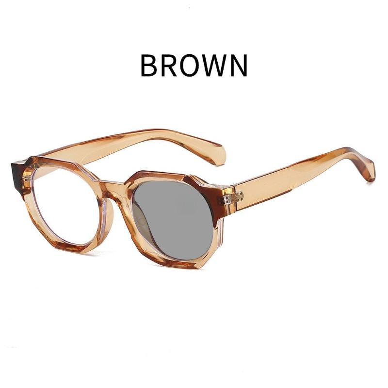 Luxury Design Photochromic Reading Glasses Fashion Polygon High Quality HD AntiBlue Light Color Cahnging Presbyopia  Eyeglasses