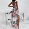 GMXIA Summer Chiffon Print Lace-up Dress Sleeveless Ladies