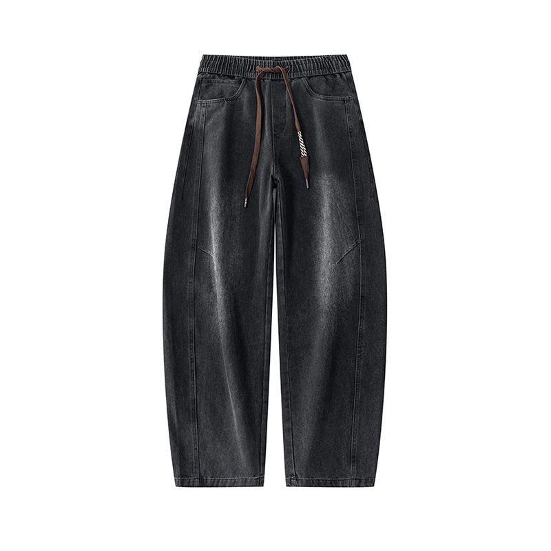 

Осень и Зима Новые Свободные Джинсы на Резинке с Кулиской Широкие Брюки 3XL чёрный