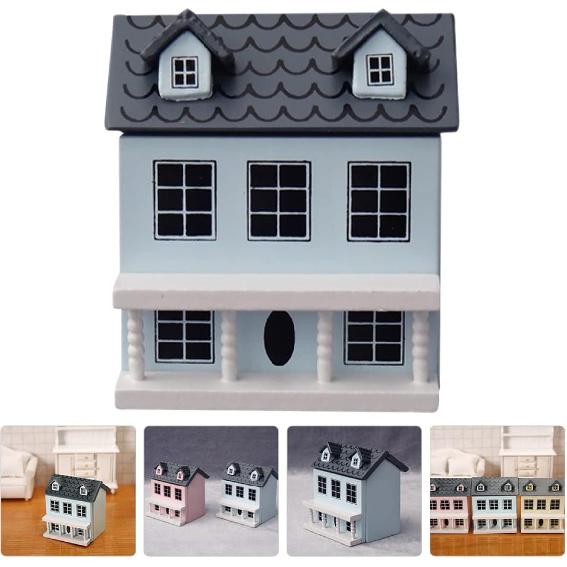 Toyvian Miniature Wooden Dollhouse Kit - Christmas Village Houses & Tiny Toy House Model