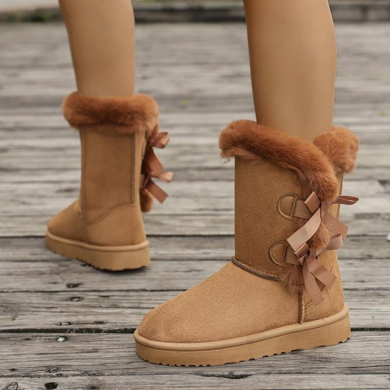 New Large-sized Shoes, Mid-top Women's Snow Boots, Mid-high Boots, Fashionable Fleece Snow Boots