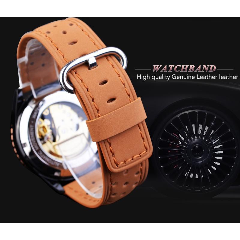 New Top Men's Watch Hollow Men's Automatic Mechanical Watch Casual Sports Belt Watch