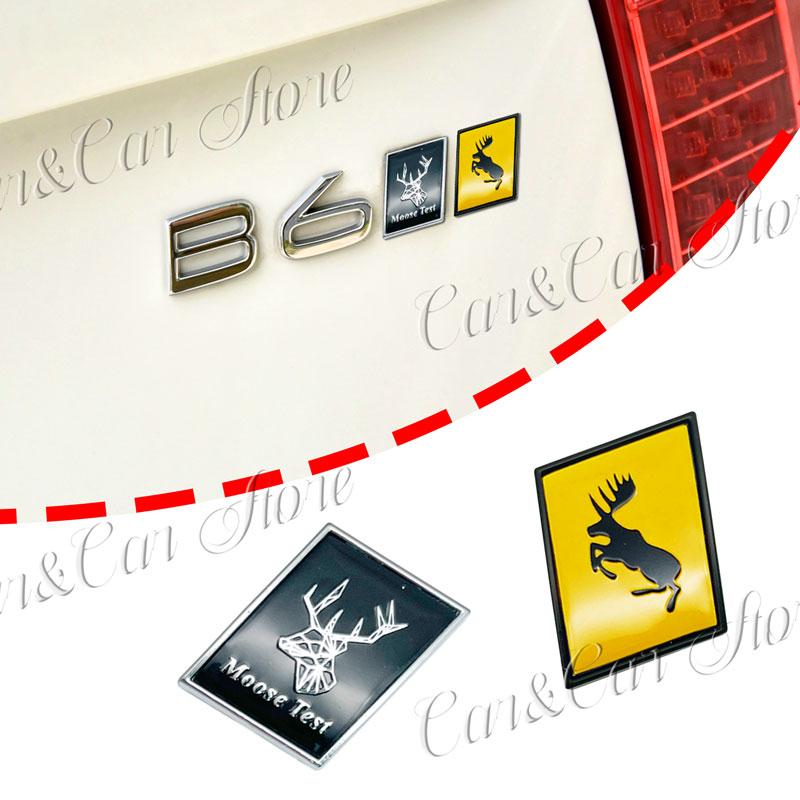 Auto 3D Metal Moose Test Deer Logo Swedish Flag R Design Badge Sticker For Volvo XC40 XC60 V40 C30 Rear Trunk Fender Side Decor