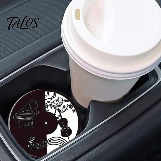 Spill-proof Car Coaster 2PCS Coasters, Easy Clean Round Cup Holder, Wear-Resistant Accessory Decorative for Desktop Home Bar Kitchen Travel