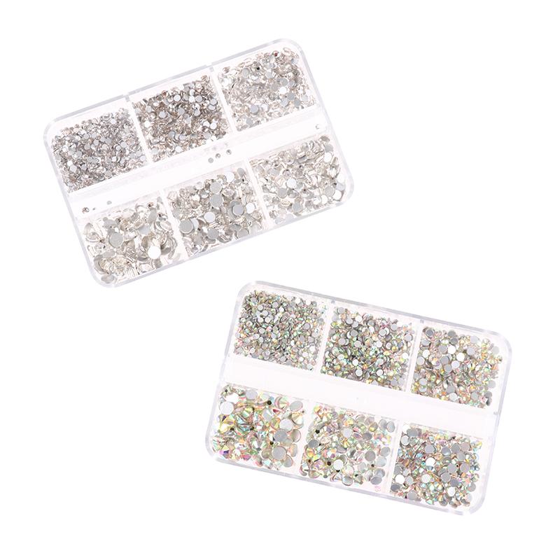 6 Größen Boxed Flat Kit Hybrid Nail Art Dekorationen AB Farbig