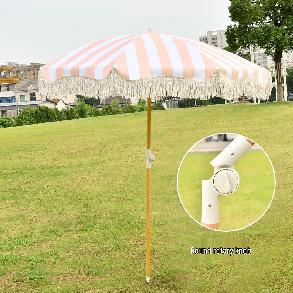Outdoor Tassel Patio Umbrella: Beach, Scenic, Leisure, Hotel & Villa Sunshade