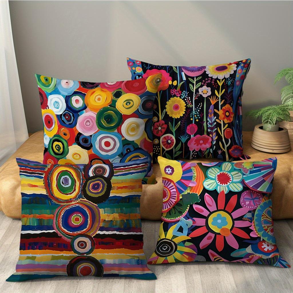 Mandala Flower Pillow Covers Square, Decorative Throw Cushion Cases For Home Decor Living Room Sofa Bedroom Pillowcase