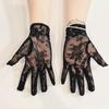 Skelett-Kreuz-Spitzennetz-Handschuhe Dehnbar Gotischer Stil Halloween-Party-Kostümzubehör für Cosplay und Rollenspiele