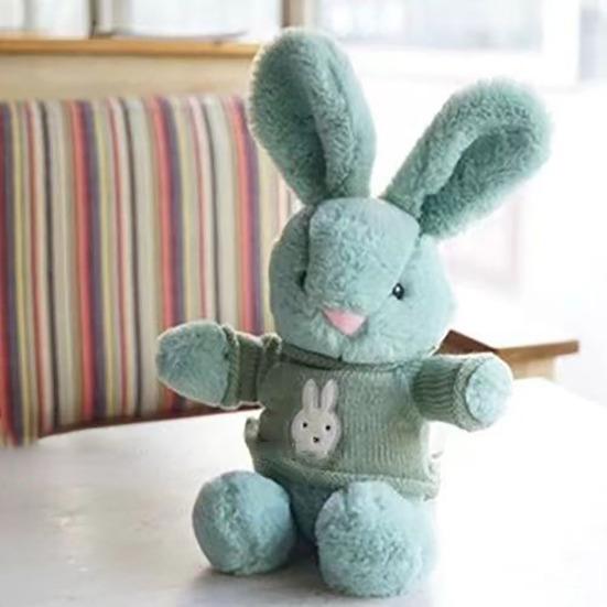Rabbit Doll Plush Soft Stuffed Animal with Detachable Knitted Sweater Cute Lop-Ear Healing Toy for Kids Adults Bedroom Decor Gifts