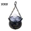 Cosplay Costume Accessories Halloween Cauldron Decoration, Spooky Large Witch with Colorful LED Light, Black Lighted Haunted House Props Plastic