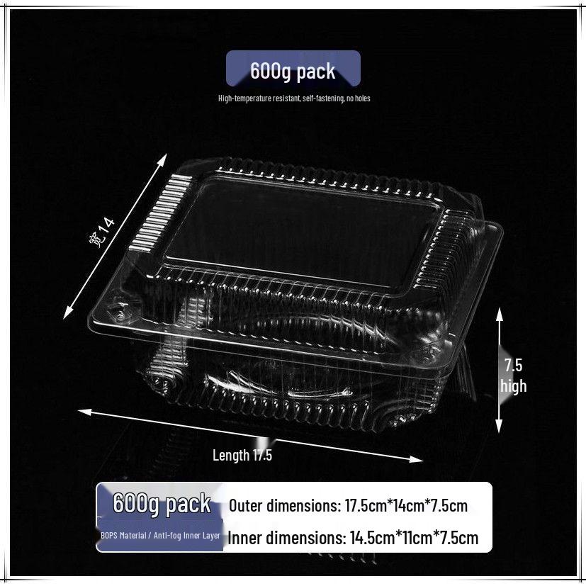 Transparent Disposable Plastic Box with Lid for Fresh Fruit, Roast Duck, Cake, or Strawberries.