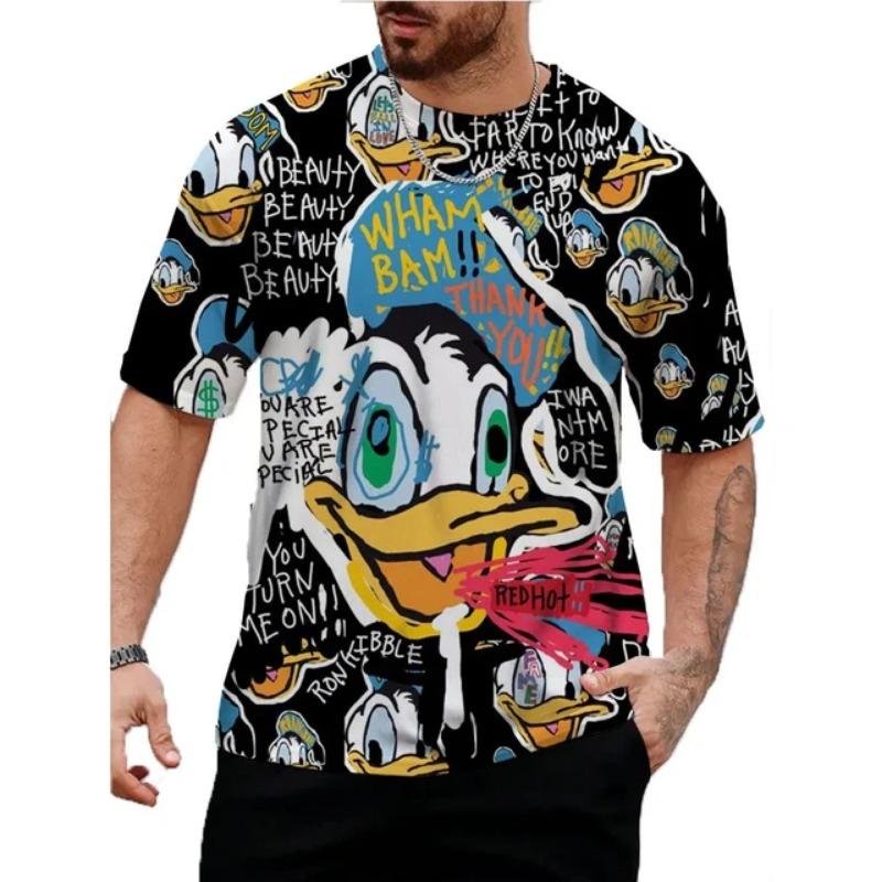 Disney Sommer Herren Niedliches Donald Duck T-Shirt Cartoon Top T-Shirt Herren und Damen Lustige Kurzarm Kleidung Lässige Streetwear