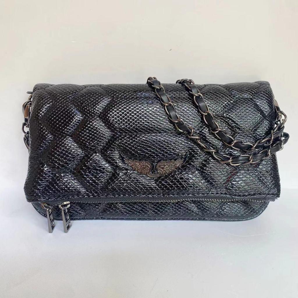 Francuska Klasyczna Mała Kwadratowa Torebka ze Skóry Naturalnej - Wszechstronna Torebka na Ramię/Listonoszka z Skrzydłami - Moda Europejska i Amerykańska