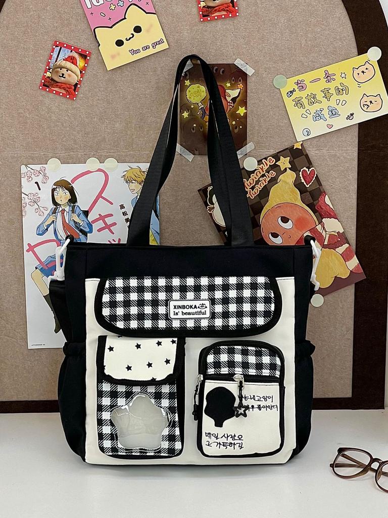 Borsa a Zaino Ulzzang Dolce e Carina Esposizione Fumetti Borsa a Spalla Uniforme JK per Pendolarismo e Uscite Borsa a Tracolla Donna Y2K