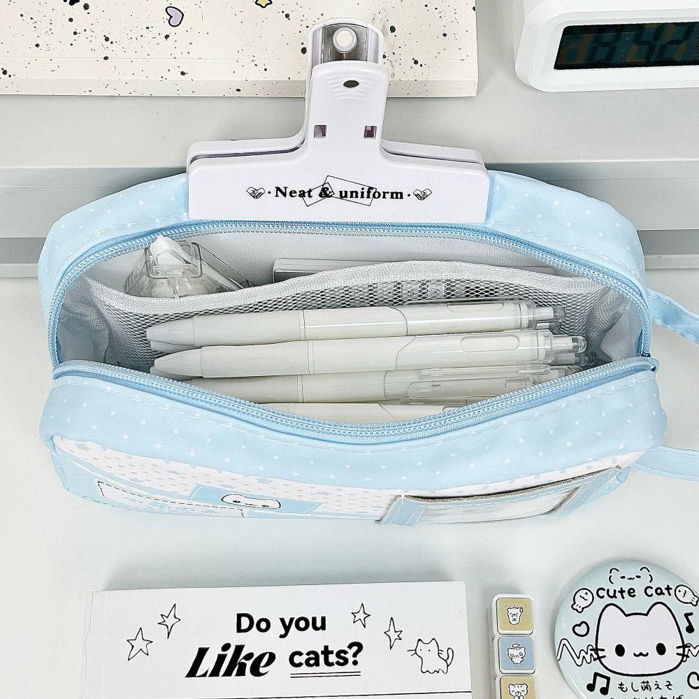 Blue Pencil Case Cute Cat Stationery Bag Kawaii Stationery Pouch  Gift