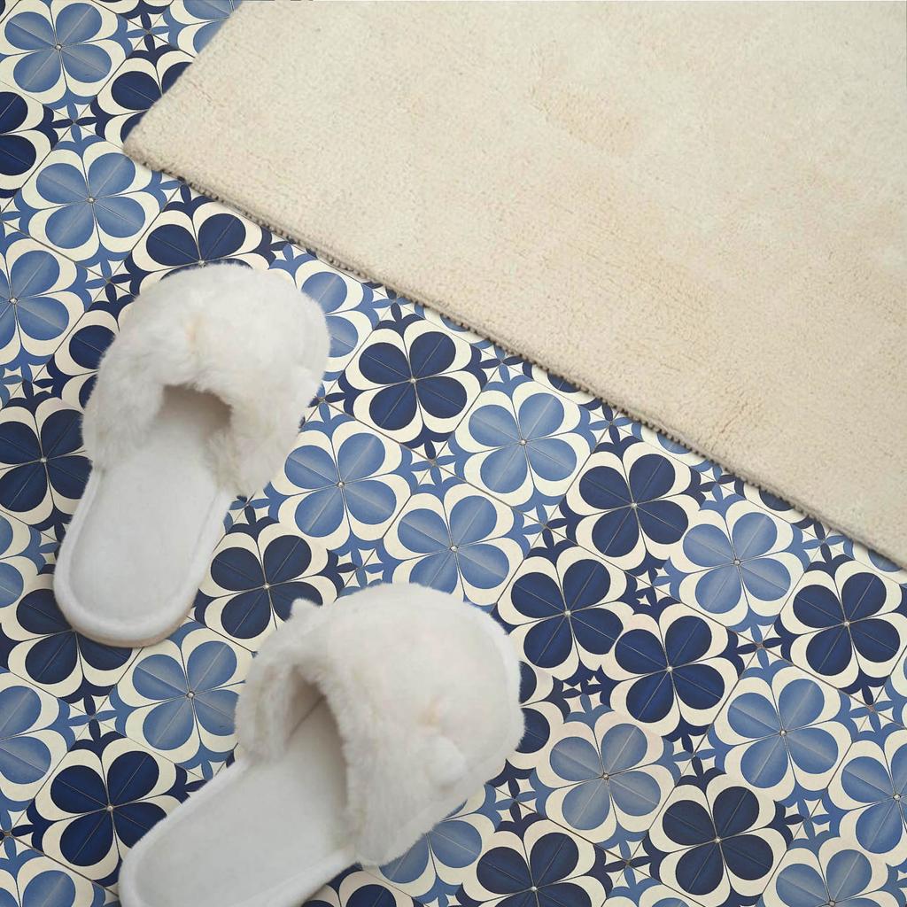 Set of Self-Adhesive PVC Tiles Geometric Floral Pattern 6X60X30 Cm