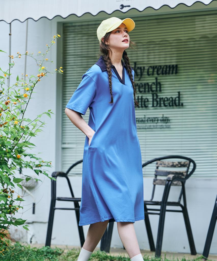 Metapeo Met Lovely Summer Collared Dress Blue