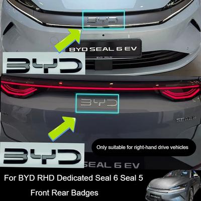 For BYD RHD Dedicated Seal 6 DMI EV Seal 5 Car Front Bumpe Black Warrior Emblem Car Rear Badge Covering Styles Modification Logo