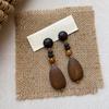 2026 Retro Wooden Teardrop Earrings: Unique Niche Design for Women, Long Forest Style, Elegant Temperament