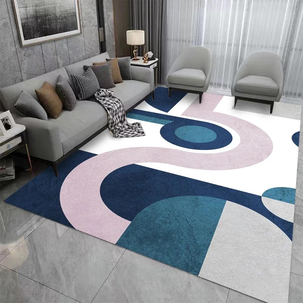 Alfombra Decorativa Abstracta Nórdica para Sala de Estar Hogar Área de Sofá Salón Alfombra Antideslizante Dormitorio Estudio Lavable Felpudo de Entrada