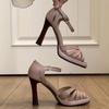 Women's Retro Peep-Toe Single-Strap Sandals: Waterproof Platform Chunky High Heels