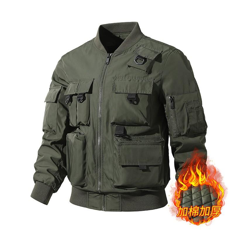 Mens Vintage Pilot Jacket With Multiple Pockets Waterproof Windproof Utility Outerwear Casual Wear