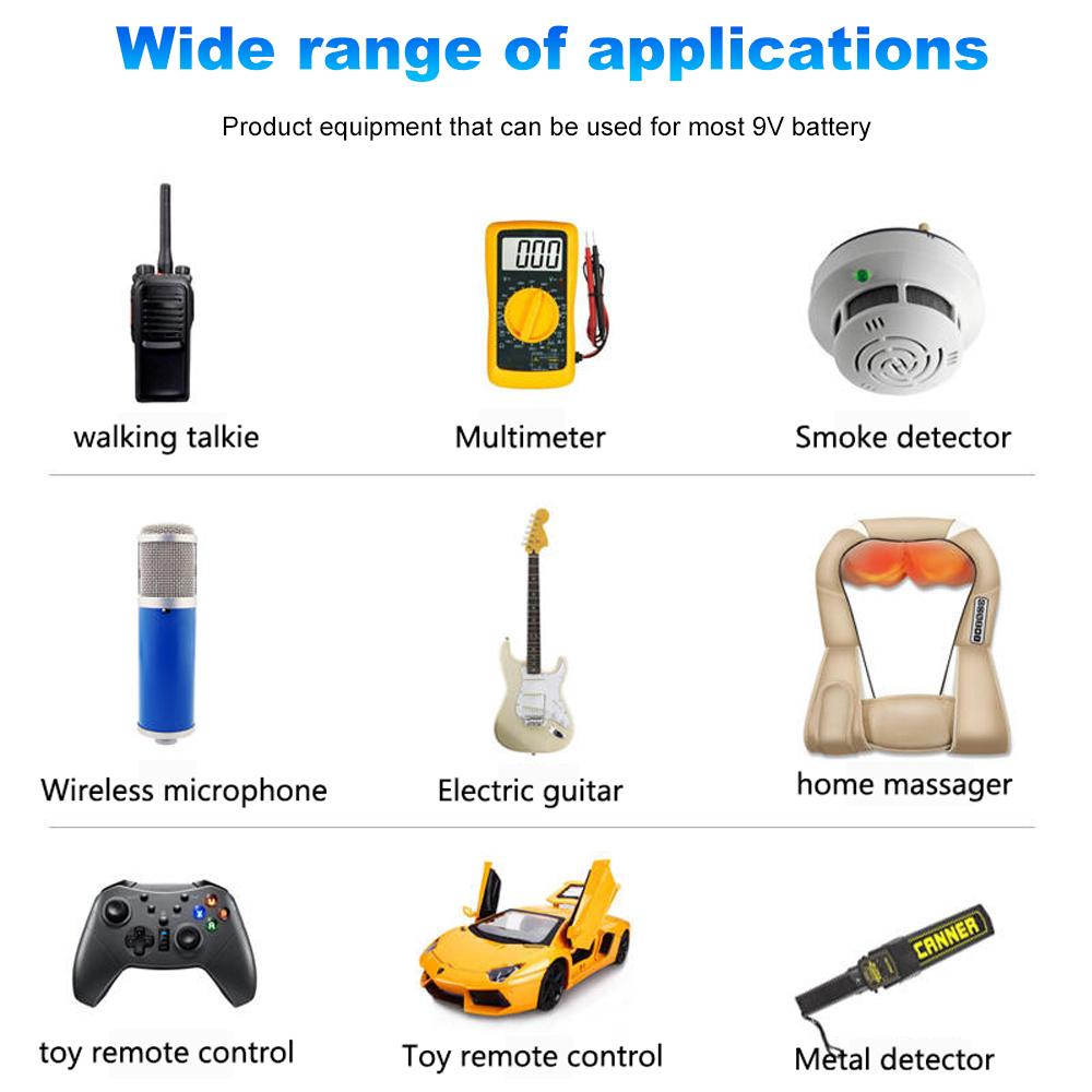 KEPTU 9V 300mAh Long-lasting Rechargeable Batteries for Wireless Microphones, Guitars, and Smoke Alarms