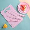 Non-slip Plastic Kitchen Knife for Cutting Fruits, Knife Set for Chopping Vegetables, Chopping Board, and Baby Food Set.
