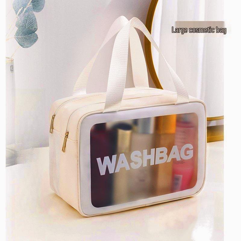 Bolsa de Aseo Coreana de PVC Esmerilado de Doble Capa - Portátil con Separación Seca y Húmeda para Cosméticos