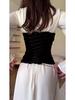 2025 Black & White Patchwork Waist-Cinched Slimming Dress for Women - Autumn Long Skirt
