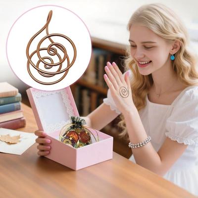 Miedziany Pierścień na Dłoń Spiralny Pierścień na Rękę Kobiety Mężczyźni Reiki Pierścień na Dłoń Kompatybilny z Kryształem do Medytacji Uzdrowienia Czakr Manifestacji