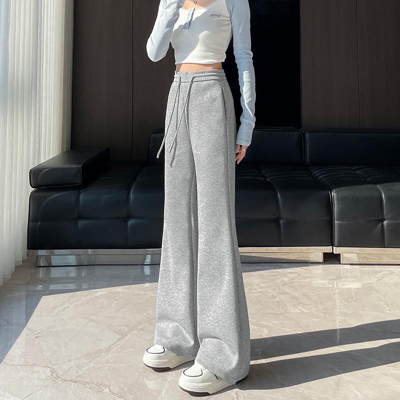 

Женские черные облегающие спортивные штаны микро-клеш - Весна/Осень 2025 Повседневный Универсальный Стиль XL серый