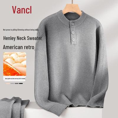 VANCL Men's Retro Henley Neck Knit Sweater