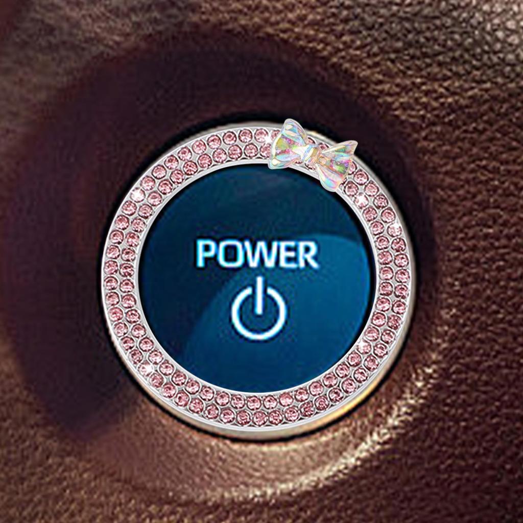 Gevrkjenp Car Ignition Ring, Car Engine Start Button Ring - Rhinestone Dot Engine Start