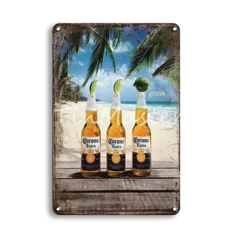 CORONA EXTRA Metal Tin Sign Vintage Beer Poster Decorative Plaques Retro Pub Bar Decor Plate Skull Metal Sign Wall Stickers