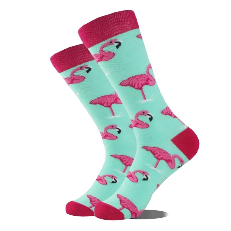 5 Pairs Novelty Funny Unisex Colorful Flamingo Pattern Crew Socks Hosiery for Everyday Wear School or Outdoor Activity