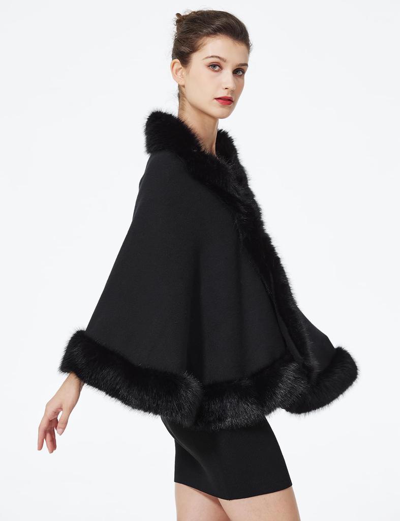 BEAUTELICATE Thick Fur Winter Perfect for Entrance and Christmas Women's Shawl, Bolero, Weddings, Parties, Coming-of-Age Ceremonies, Ceremonies,