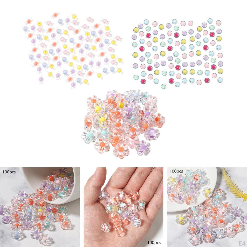 100 Pieces Colorful Acrylic Beads with Hole for DIY Craft, Necklace, Jewelry Making, Bracelets,