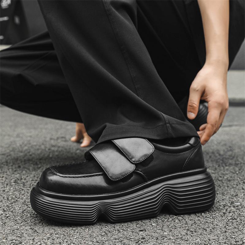 Paris Derby shoes niche design casual leather shoes men's black British high-end big head shoes men's 30315-J