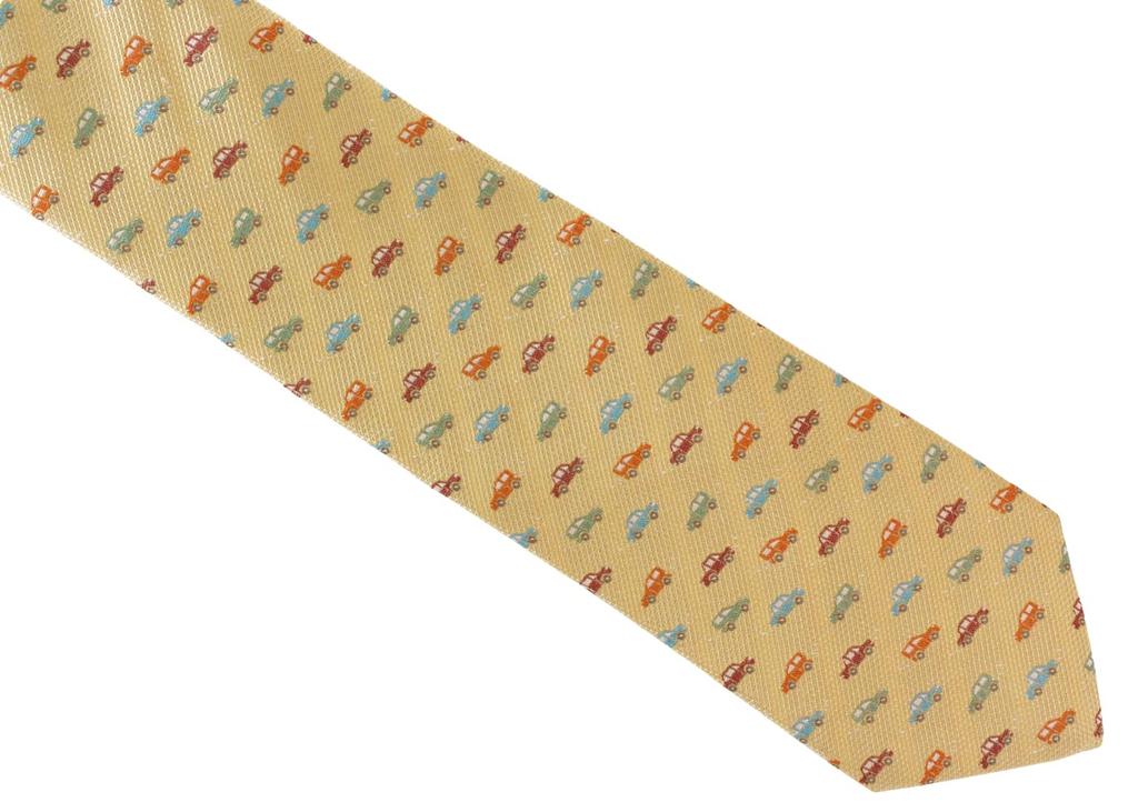 SIMON CARTER Colorful Car Silk Tie (Gold)