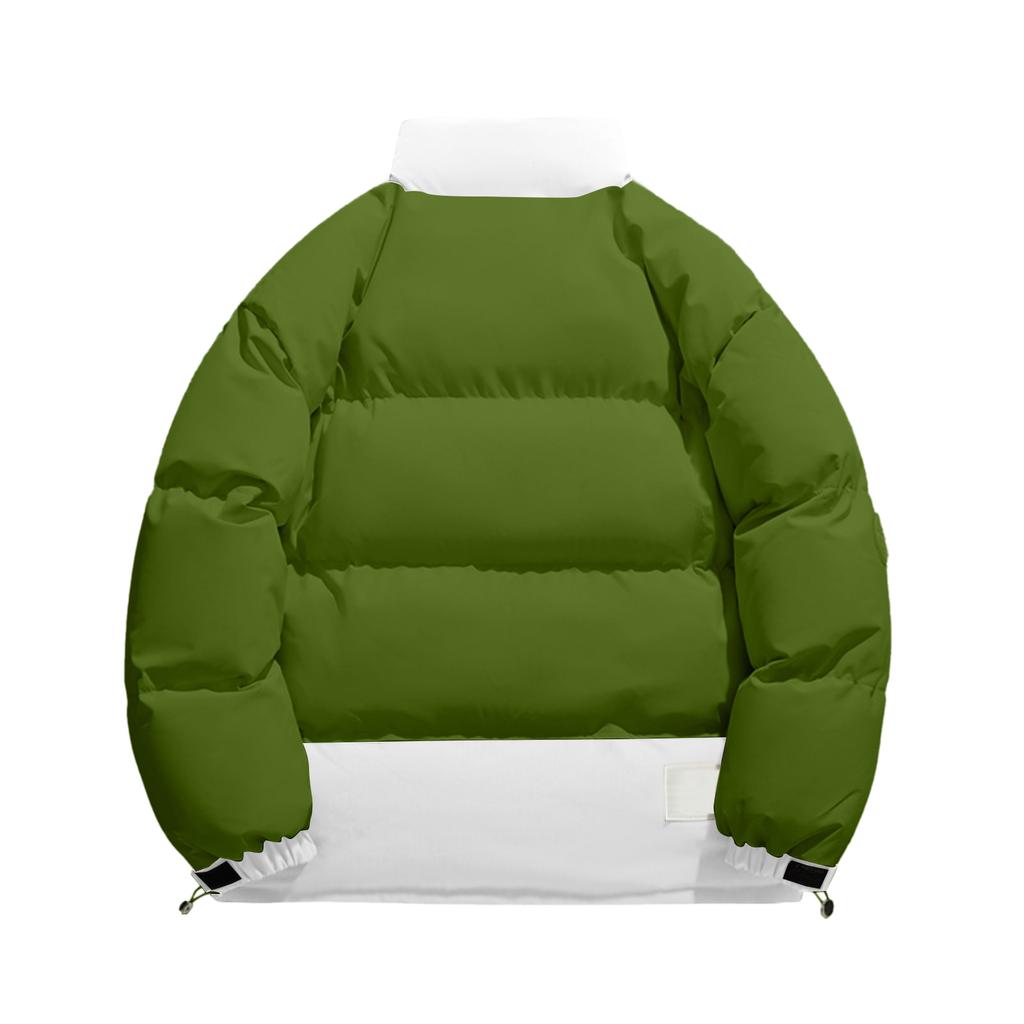 Men's Casual Solid Color Patchwork Color-blocking Cotton-padded Jacket, Men's Thickened Stand-up Collar Breadshirt Cotton-padded Jacket